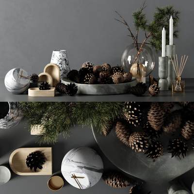 现代花瓶烛台灯松果摆件